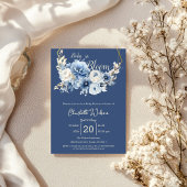 Baby In Bloom Elegant Blue Flowers Baby Shower 招待状