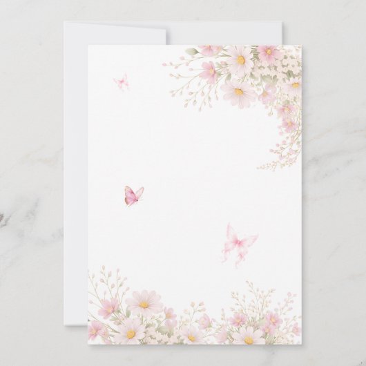 Baby in Bloom Elegant Blush Pink Bow Baby Shower 招待状 (裏面)