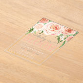 Baby In Bloom Elegant Pink Floral Baby Shower  アクリル招待状 (レイダウン)