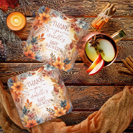 Baby in Bloom Fall Floral Frame Shower Thank You スクエアペーパーコースター