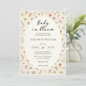 Baby In Bloom Floral Baby Shower 招待状 (スタンド正面)