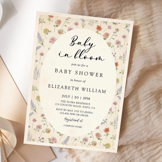 Baby In Bloom Floral Baby Shower 招待状