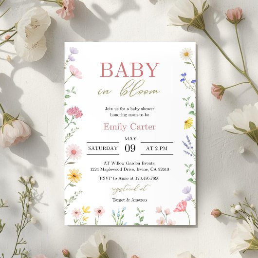 Baby in Bloom Floral Baby Shower Invitation 招待状