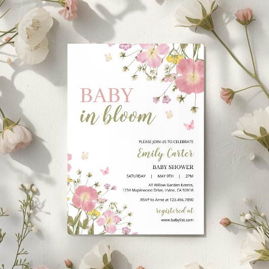 Baby in Bloom Floral Baby Shower Invitation 招待状