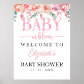 Baby in Bloom Floral Baby Shower – Pink Roses ポスター (正面)