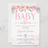 Baby in Bloom Floral Baby Shower – Pink Roses 招待状 (正面)