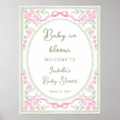 Baby in Bloom Floral  Baby Shower Welcome  ポスター (正面)