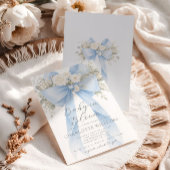 Baby in Bloom Floral Blue Bow Baby Shower 招待状