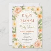 Baby in Bloom Floral Botanical Baby Shower 招待状 (正面)