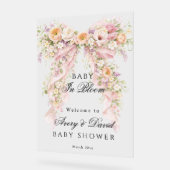 Baby in bloom Floral Bow Girl Baby Shower  アクリルサイン (傾斜)