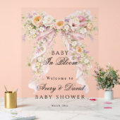 Baby in bloom Floral Bow Girl Baby Shower  アクリルサイン (ウェディング)