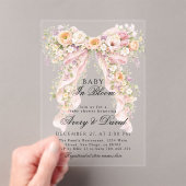 Baby in bloom Floral Bow Girl Baby Shower  アクリル招待状 (インサイチュ (ポータブル))