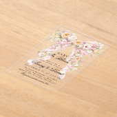 Baby in bloom Floral Bow Girl Baby Shower  アクリル招待状 (レイダウン)