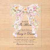 Baby in bloom Floral Bow Girl Baby Shower  アクリル招待状 (正面)