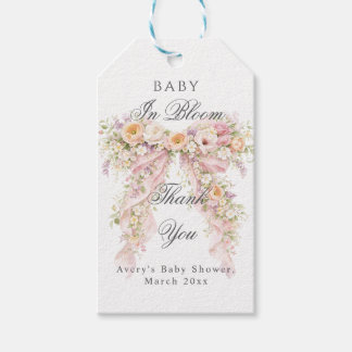 Baby in bloom Floral Bow Girl Baby Shower  ギフトタグ