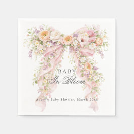 Baby in bloom Floral Bow Girl Baby Shower  スタンダードカクテルナプキン