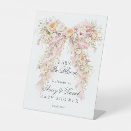 Baby in bloom Floral Bow Girl Baby Shower  台座サイン