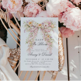 Baby in bloom Floral Bow Girl Baby Shower  招待状