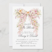 Baby in bloom Floral Bow Girl Baby Shower  招待状 (正面)