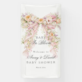 Baby in bloom Floral Bow Girl Baby Shower  横断幕