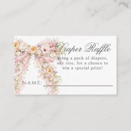 Baby in bloom Floral Bow Girl Baby Shower diaper エンクロージャーカード