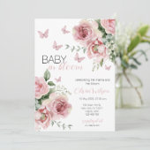 Baby in Bloom Floral & Butterfly Baby Shower  招待状 (スタンド正面)