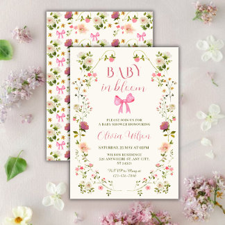 Baby in Bloom Floral girl Baby Shower 招待状
