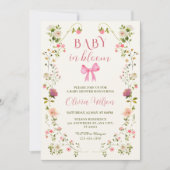 Baby in Bloom Floral girl Baby Shower 招待状 (正面)