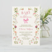 Baby in Bloom Floral girl Baby Shower 招待状 (スタンド正面)