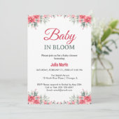 Baby in Bloom floral lilies girl baby shower 招待状 (スタンド正面)
