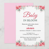Baby in Bloom floral lilies girl baby shower 招待状 (正面/裏面)