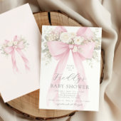 Baby in Bloom Floral Pink Bow Baby Shower 招待状