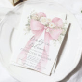 Baby in Bloom Floral Pink Bow Baby Shower 招待状
