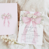 Baby in Bloom Floral Pink Bow Baby Shower 招待状