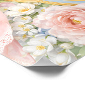 Baby in Bloom Floral Pink Bow Baby Shower Welcome ポスター (角)