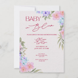 Baby in Bloom Floral Watercolor Baby Shower Invita 招待状