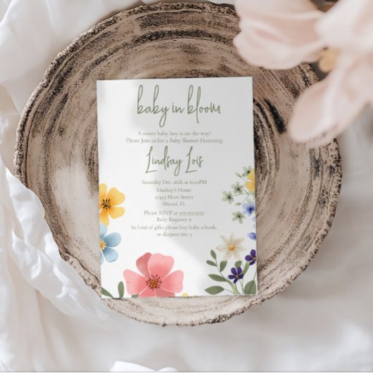 Baby in Bloom Florals Baby Shower 招待状