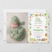 Baby in Bloom Garden ベビーシャワー | かわいいフラワー 招待状 (正面)