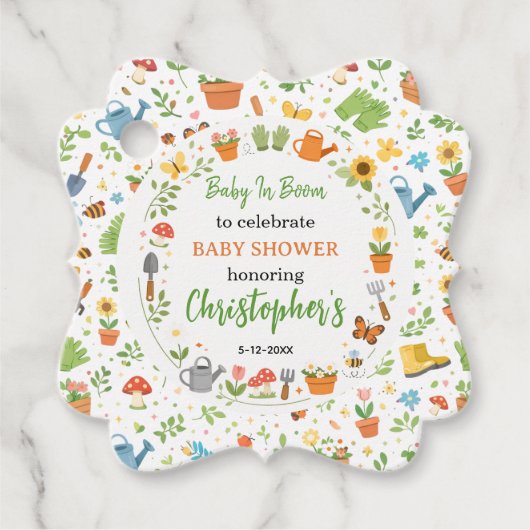 Baby in Bloom Garden Baby Shower | Cute Floral  フェイバータグ (正面)