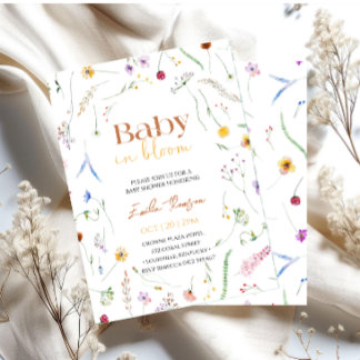 Baby in Bloom gender neutral Baby Shower  招待状