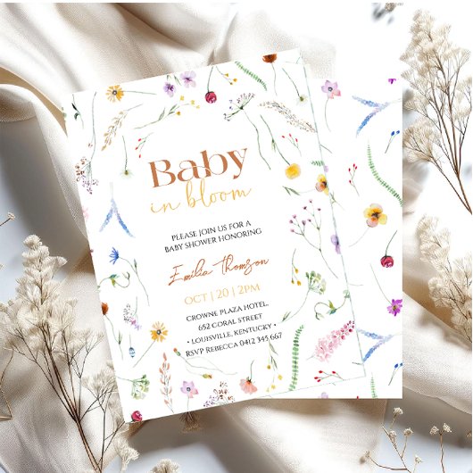 Baby in Bloom gender neutral Baby Shower  招待状