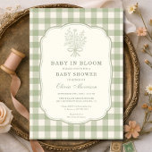 Baby in Bloom Gingham Baby Shower 招待状