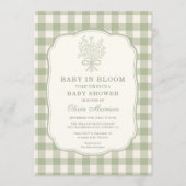 Baby in Bloom Gingham Baby Shower 招待状 (正面)