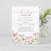 Baby in Bloom Girl Baby Shower 招待状 (スタンド正面)