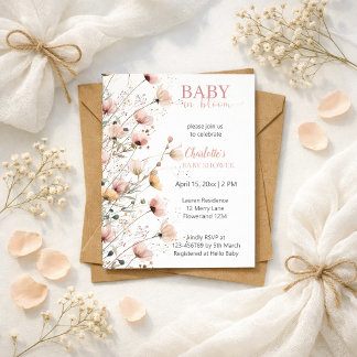 baby in bloom girl baby shower invitation 招待状