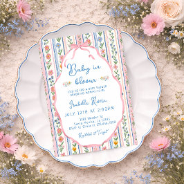 Baby in Bloom Grandmillennial Baby Shower 招待状