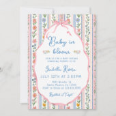 Baby in Bloom Grandmillennial Baby Shower  招待状 (正面)