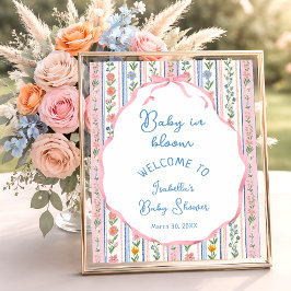 Baby in Bloom Grandmillennial Baby Shower Welcome ポスター