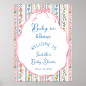 Baby in Bloom Grandmillennial Baby Shower Welcome ポスター (正面)