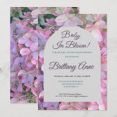 Baby in Bloom Hydrangea Baby Shower Invitation 招待状 (正面/裏面)